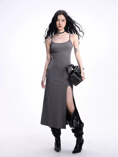 Shi Backless Slit Long Dress-korean-fashion-Dress-Shi's Closet-OH Garments