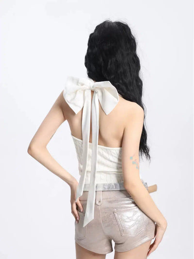 Shi Detachable Bow Haltered Knit Tank Top-korean-fashion-Tank Top-Shi's Closet-OH Garments
