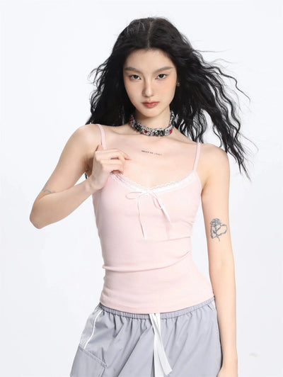 Shi Lace Bow Front Camisole-korean-fashion-Camisole-Shi's Closet-OH Garments