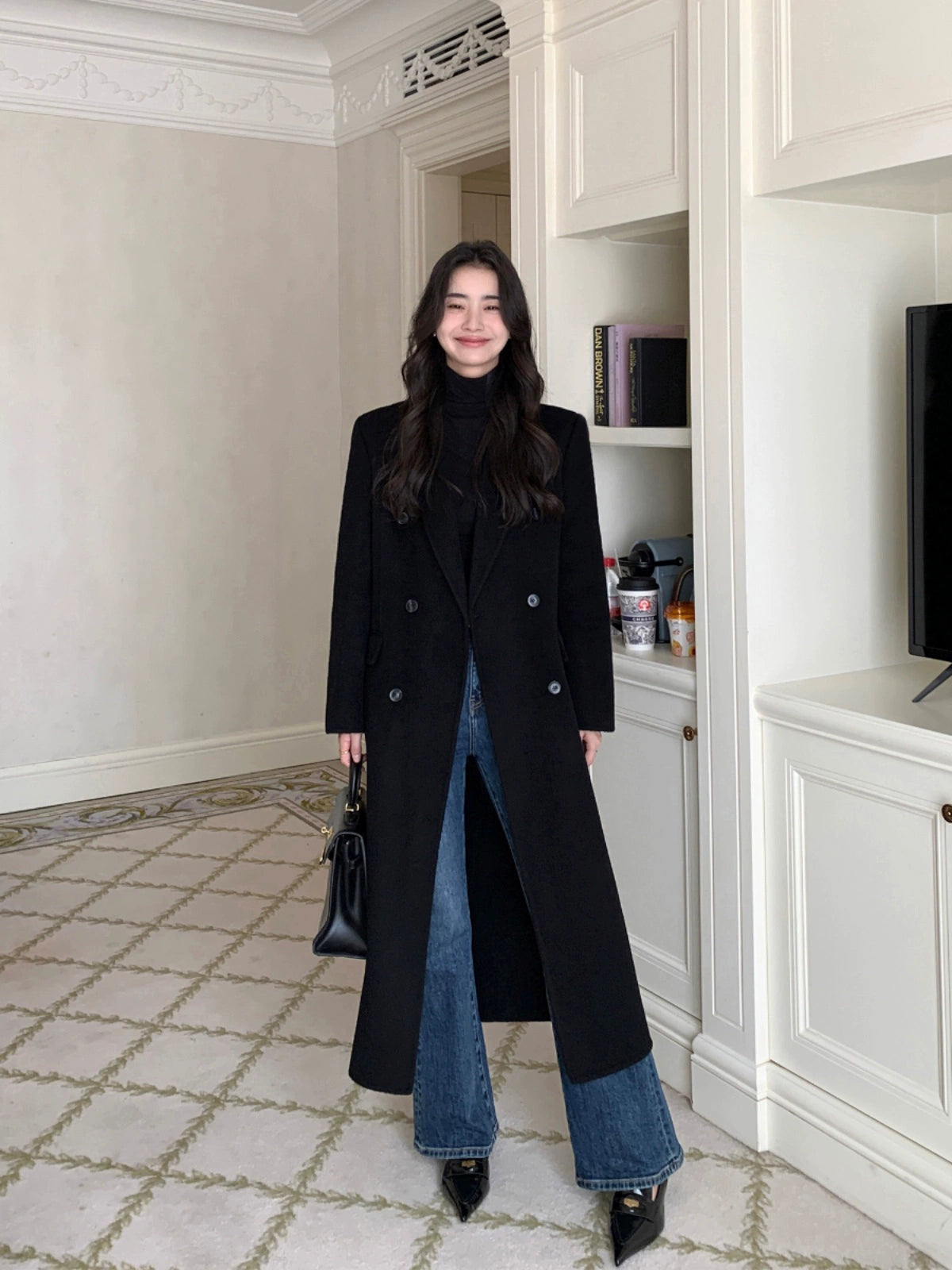 Sue Cozy Four-Buttons Lapel Trench Coat-korean-fashion-Long Coat-Sue's Closet-OH Garments