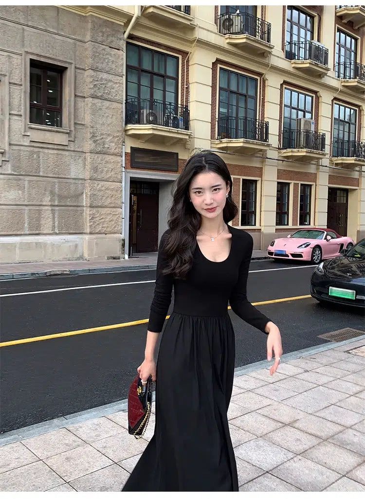 Sue Round Neck Classy Dress-korean-fashion-Dress-Sue's Closet-OH Garments