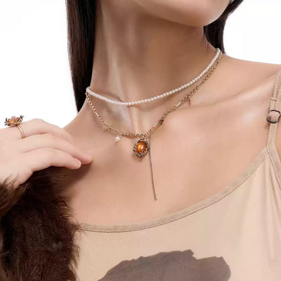 Sumi Brown Stone Necklace-korean-fashion-Necklace-Sumi's Closet-OH Garments