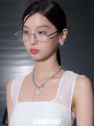 Sumi Four-Leaf Clover Necklace & Bracelet Set-korean-fashion-Clothing Set-Sumi's Closet-OH Garments