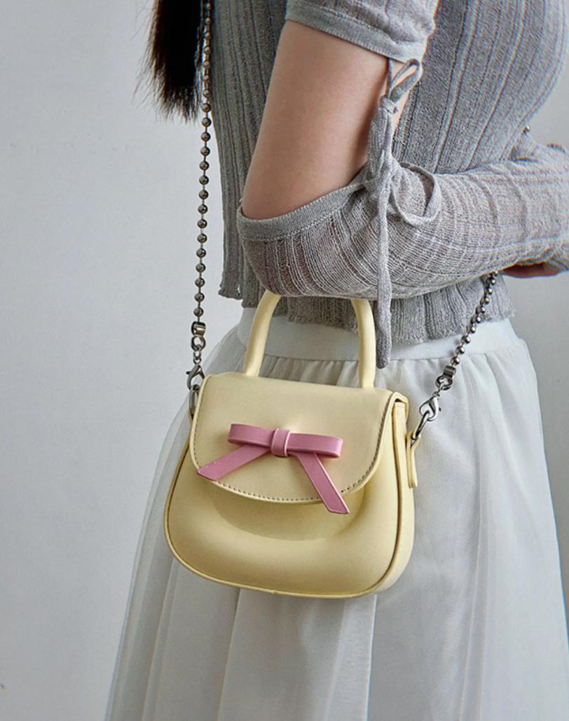 Taro Bow Tie Chain Crossbody Bag-korean-fashion-Bag-Taro's Closet-OH Garments