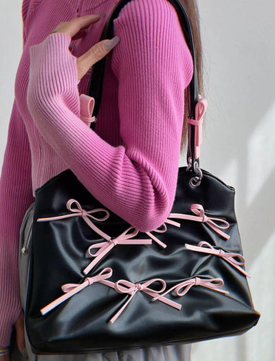 Taro Bow-Tie Tote Bag-korean-fashion-Bag-Taro's Closet-OH Garments