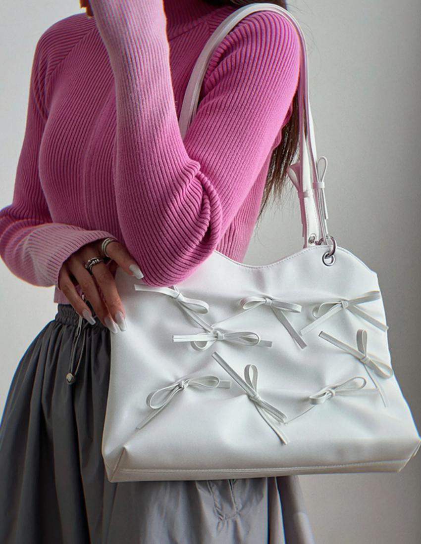 Taro Bow-Tie Tote Bag-korean-fashion-Bag-Taro's Closet-OH Garments
