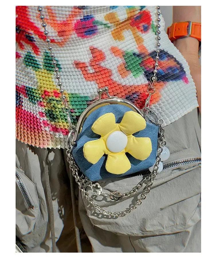 Taro Flower Chain Crossbody Coin Bag-korean-fashion-Bag-Taro's Closet-OH Garments