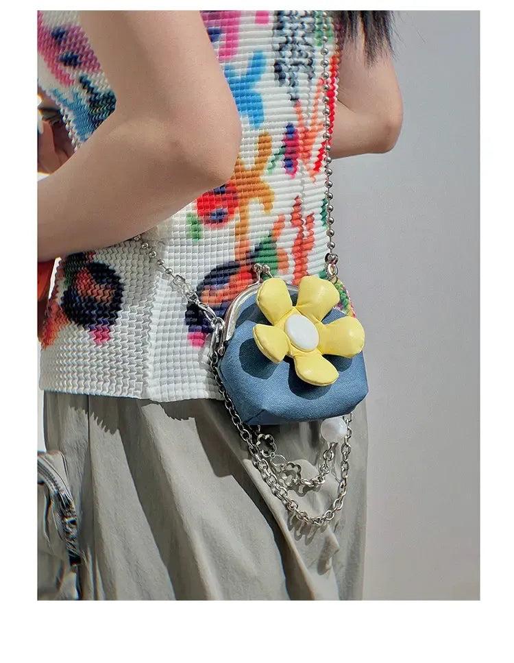 Taro Flower Chain Crossbody Coin Bag-korean-fashion-Bag-Taro's Closet-OH Garments