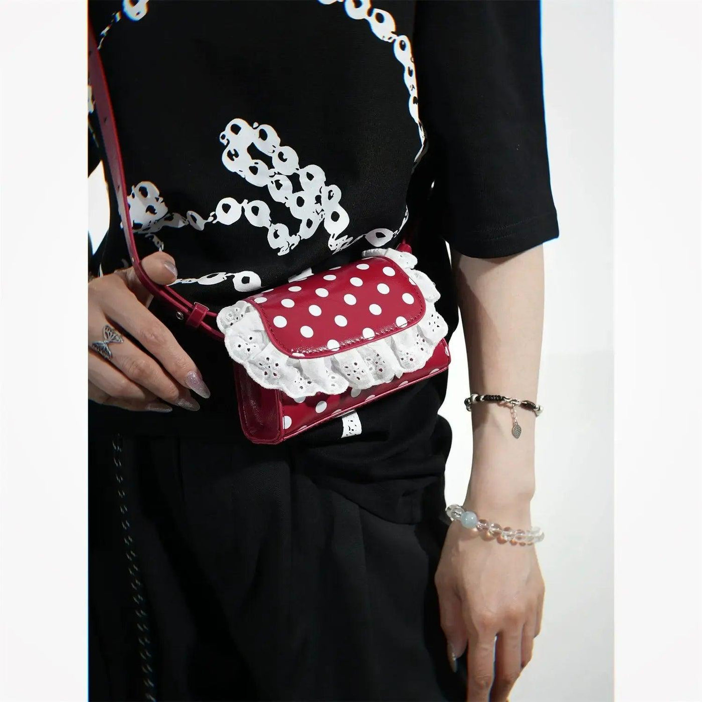 Taro Lace Polka Dots Crossbody Bag-korean-fashion-Bag-Taro's Closet-OH Garments