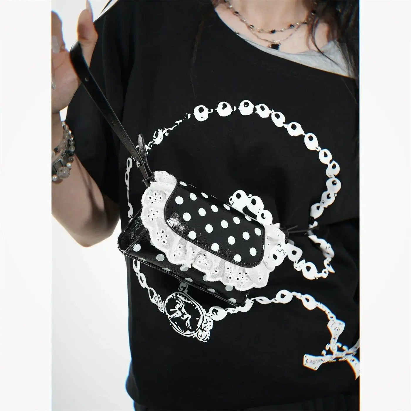 Taro Lace Polka Dots Crossbody Bag-korean-fashion-Bag-Taro's Closet-OH Garments