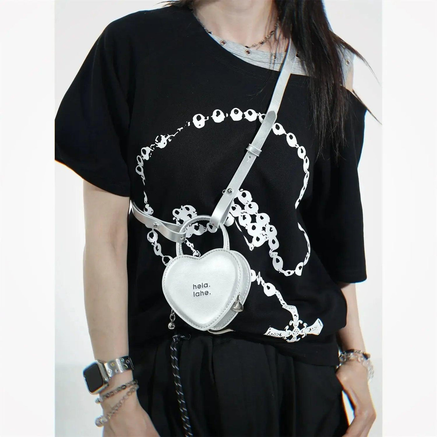Taro Lettered Heart-Shaped Bag-korean-fashion-Bag-Taro's Closet-OH Garments