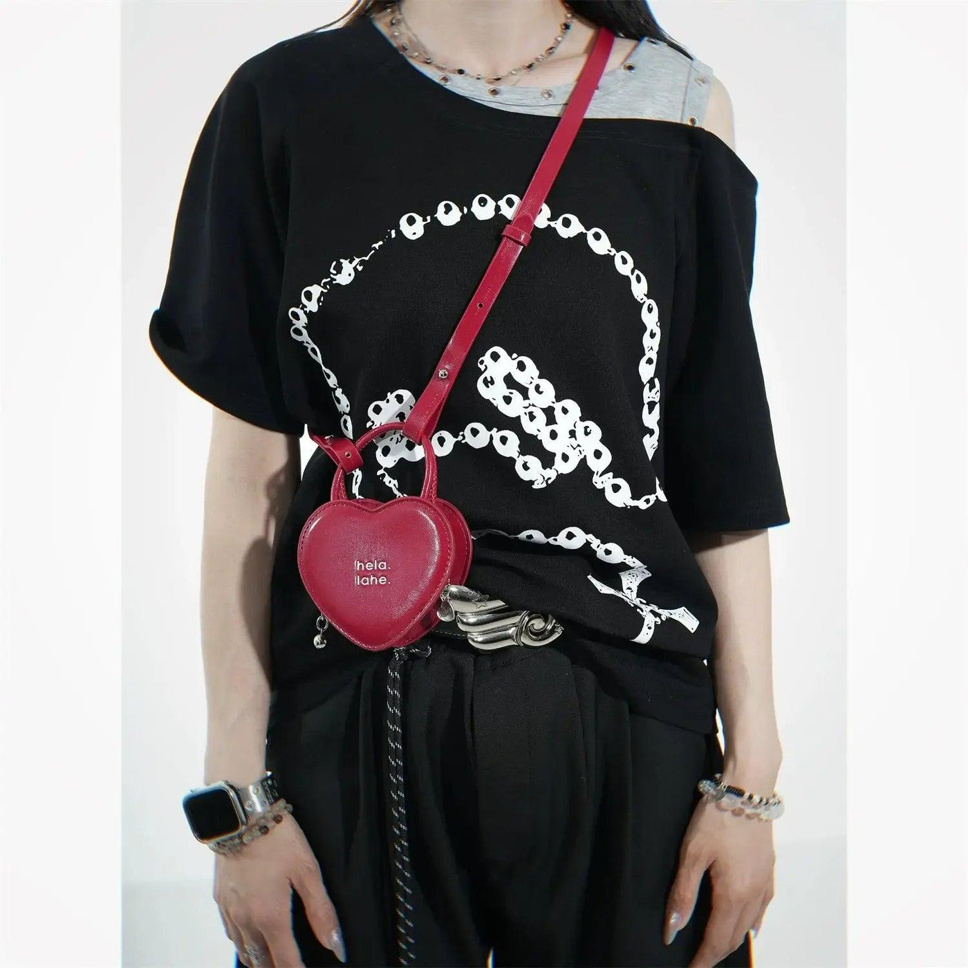 Taro Lettered Heart-Shaped Bag-korean-fashion-Bag-Taro's Closet-OH Garments