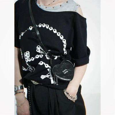 Taro Lettered Heart-Shaped Bag-korean-fashion-Bag-Taro's Closet-OH Garments