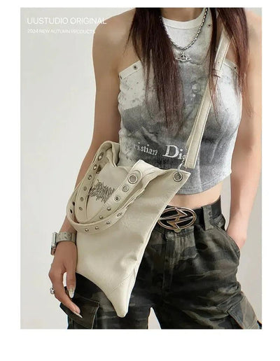 Taro Metallic Thorn Rivet Tote Bag-korean-fashion-Bag-Taro's Closet-OH Garments