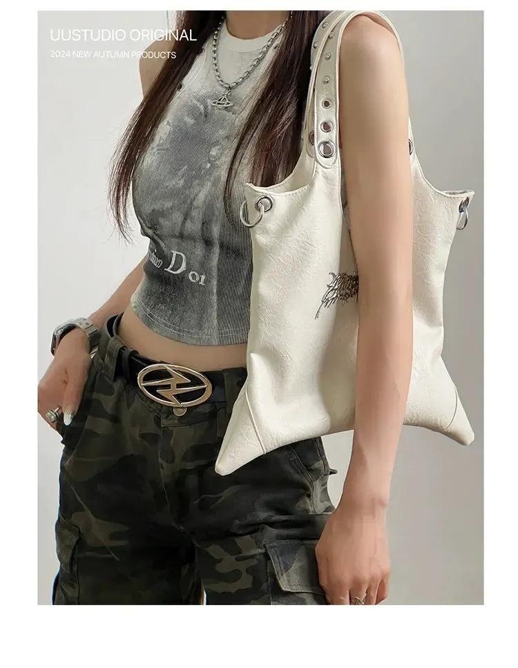 Taro Metallic Thorn Rivet Tote Bag-korean-fashion-Bag-Taro's Closet-OH Garments