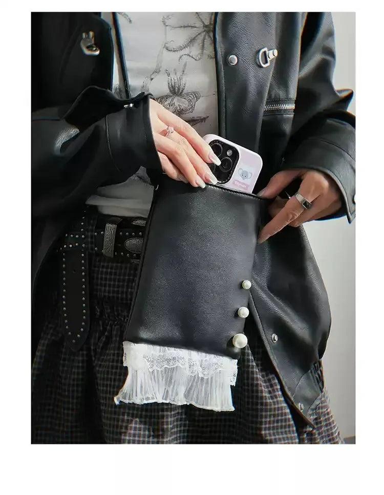 Taro Pearl Lace Mobile Phone Bag-korean-fashion-Bag-Taro's Closet-OH Garments