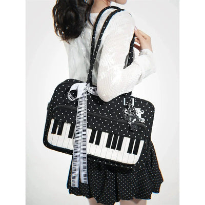 Taro Piano Polka Dots Tote Bag-korean-fashion-Bag-Taro's Closet-OH Garments