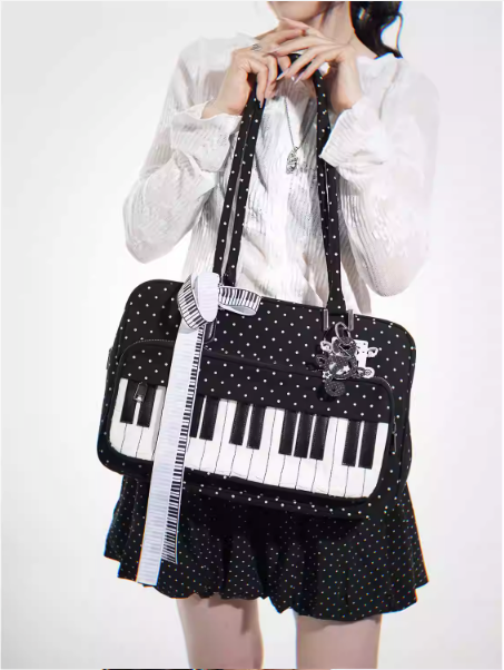 Taro Piano Polka Dots Tote Bag-korean-fashion-Bag-Taro's Closet-OH Garments