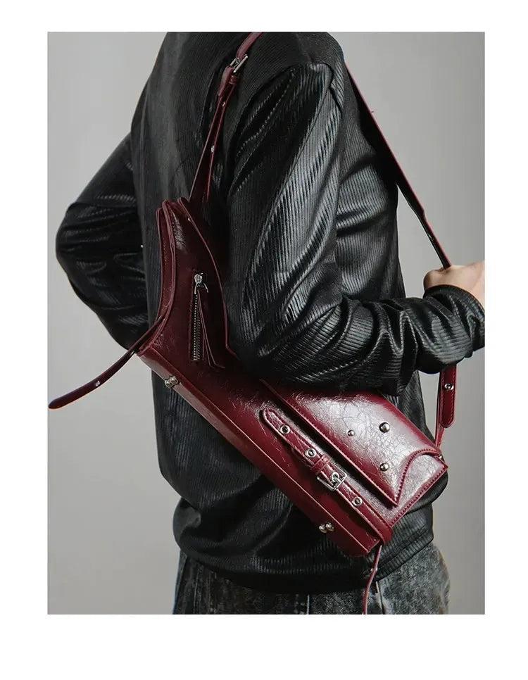 Taro Rivet Buckled Strap Shoulder Bag-korean-fashion-Bag-Taro's Closet-OH Garments