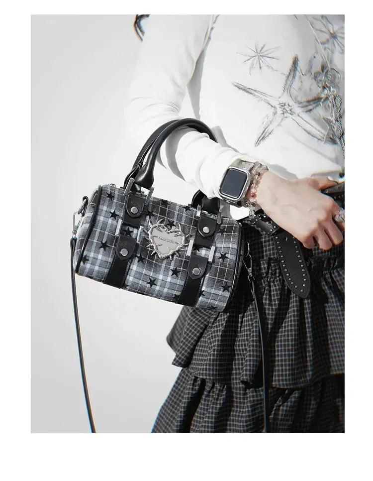 Taro Thorn Heart Plaid Crossbody Bag-korean-fashion-Bag-Taro's Closet-OH Garments