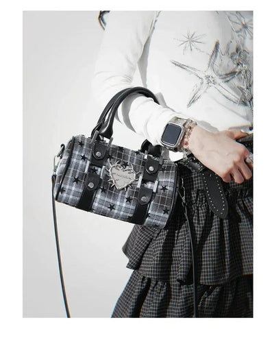 Taro Thorn Heart Plaid Crossbody Bag-korean-fashion-Bag-Taro's Closet-OH Garments