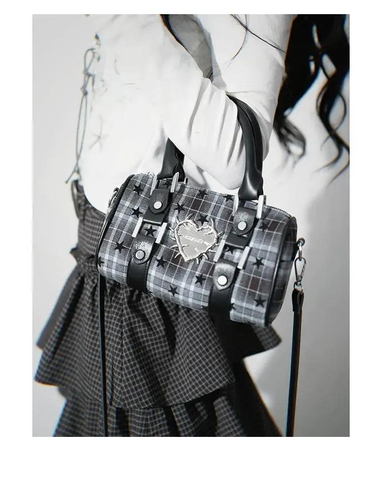 Taro Thorn Heart Plaid Crossbody Bag-korean-fashion-Bag-Taro's Closet-OH Garments