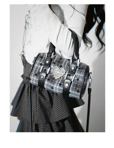 Taro Thorn Heart Plaid Crossbody Bag-korean-fashion-Bag-Taro's Closet-OH Garments