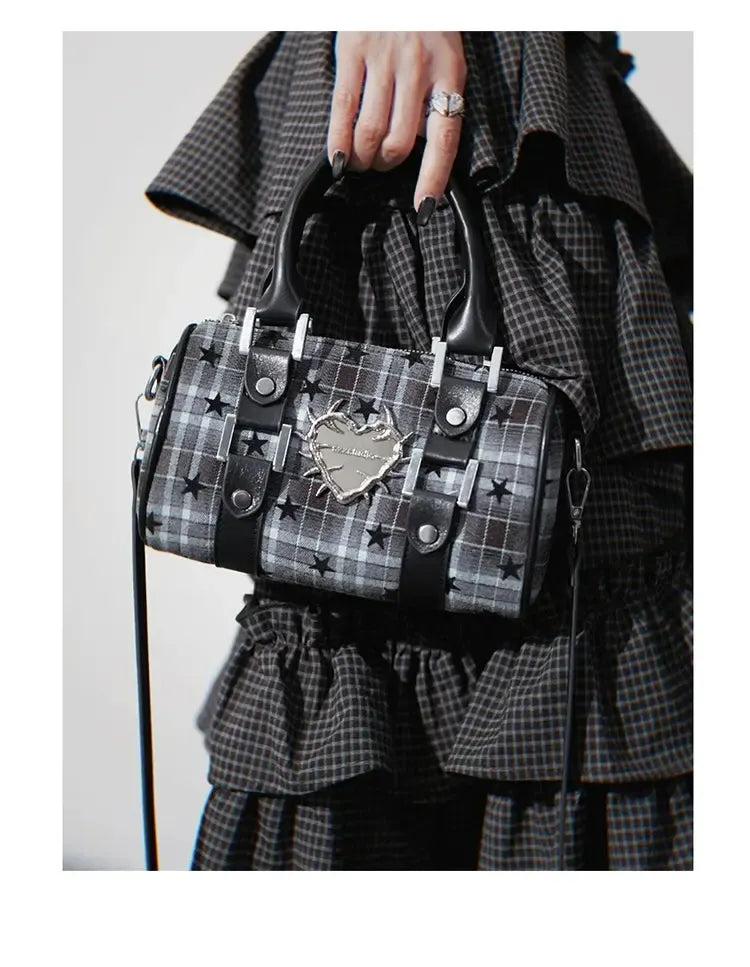 Taro Thorn Heart Plaid Crossbody Bag-korean-fashion-Bag-Taro's Closet-OH Garments
