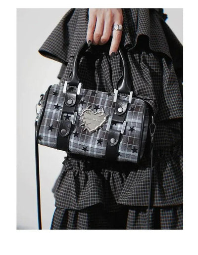 Taro Thorn Heart Plaid Crossbody Bag-korean-fashion-Bag-Taro's Closet-OH Garments