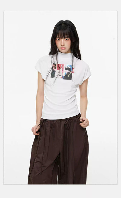 Tom Anime Graphic Mockneck T-Shirt-korean-fashion-T-Shirt-Tom's Closet-OH Garments