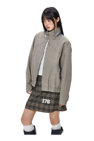 Tom Buttoned Neck Strap Denim Jacket-korean-fashion-Jacket-Tom's Closet-OH Garments