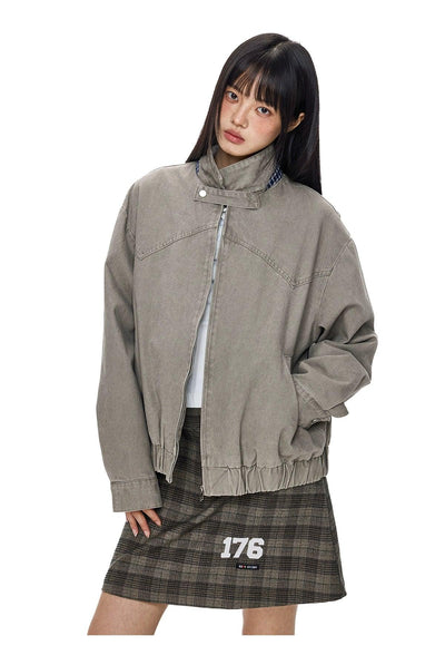 Tom Buttoned Neck Strap Denim Jacket-korean-fashion-Jacket-Tom's Closet-OH Garments
