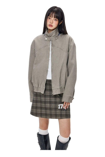 Tom Buttoned Neck Strap Denim Jacket-korean-fashion-Jacket-Tom's Closet-OH Garments