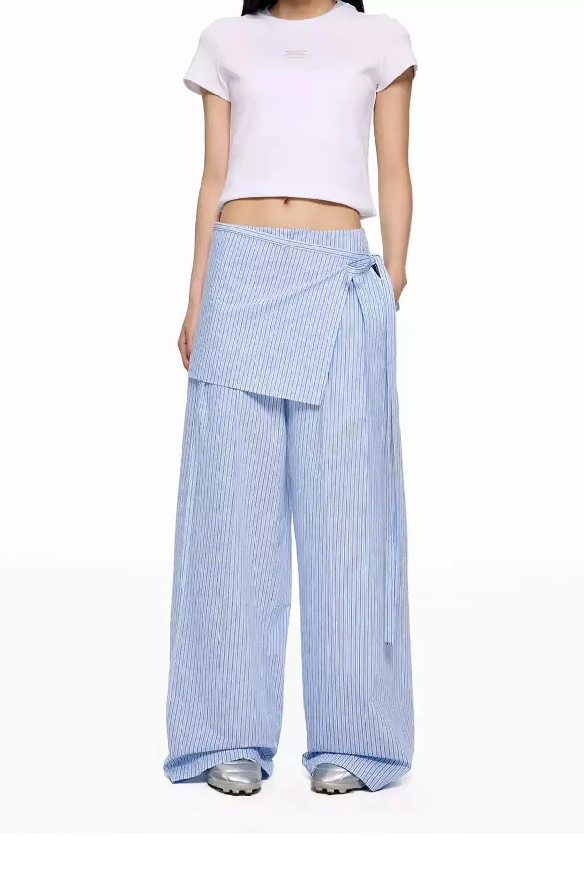 Tom Casual Striped Wrap Pants-korean-fashion-Pants-Tom's Closet-OH Garments