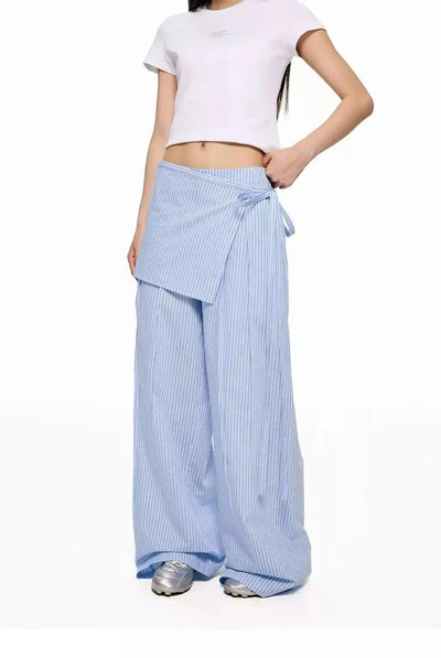 Tom Casual Striped Wrap Pants-korean-fashion-Pants-Tom's Closet-OH Garments