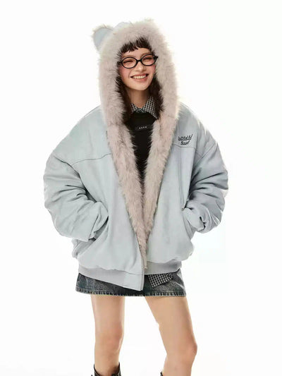 Tom Cat Ears Hood Faux Fur Line Jacket-korean-fashion-Jacket-Tom's Closet-OH Garments