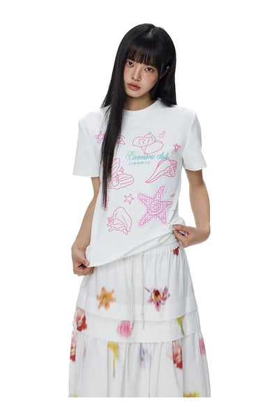Tom Conch & Star Fish T-Shirt-korean-fashion-T-Shirt-Tom's Closet-OH Garments