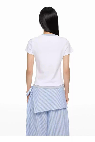 Tom Contrast Layered Slim Fit T-Shirt-korean-fashion-T-Shirt-Tom's Closet-OH Garments