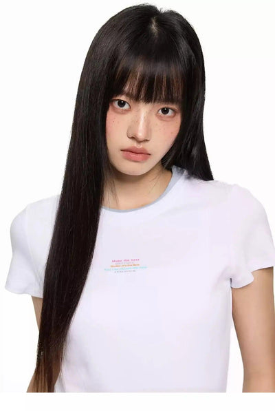 Tom Contrast Layered Slim Fit T-Shirt-korean-fashion-T-Shirt-Tom's Closet-OH Garments