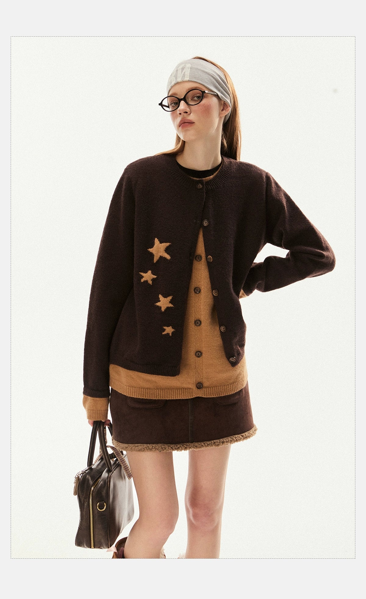 Tom Contrast Stars Knit Cardigan-korean-fashion-Cardigan-Tom's Closet-OH Garments