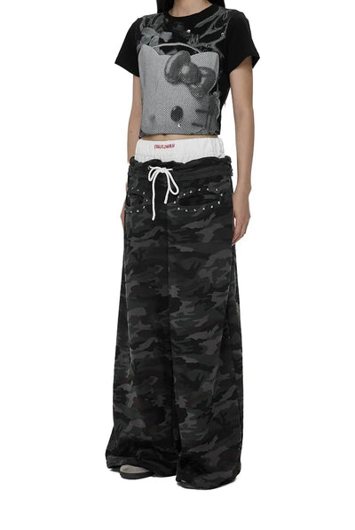 Tom Drawcord Camouflage Pants-korean-fashion-Pants-Tom's Closet-OH Garments