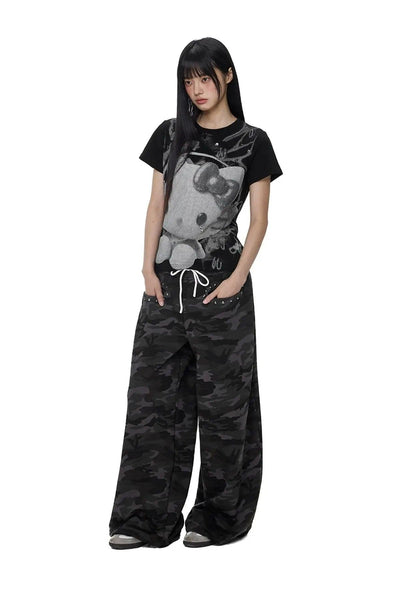 Tom Drawcord Camouflage Pants-korean-fashion-Pants-Tom's Closet-OH Garments