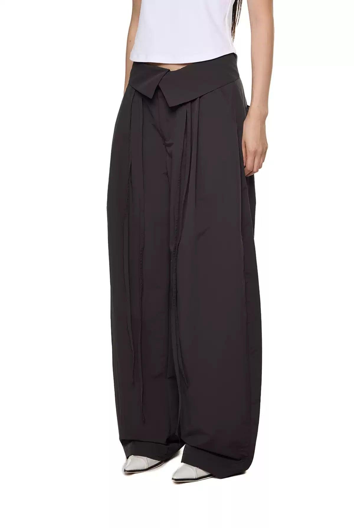 Tom Drawstring Folded Waist Pants-korean-fashion-Pants-Tom's Closet-OH Garments