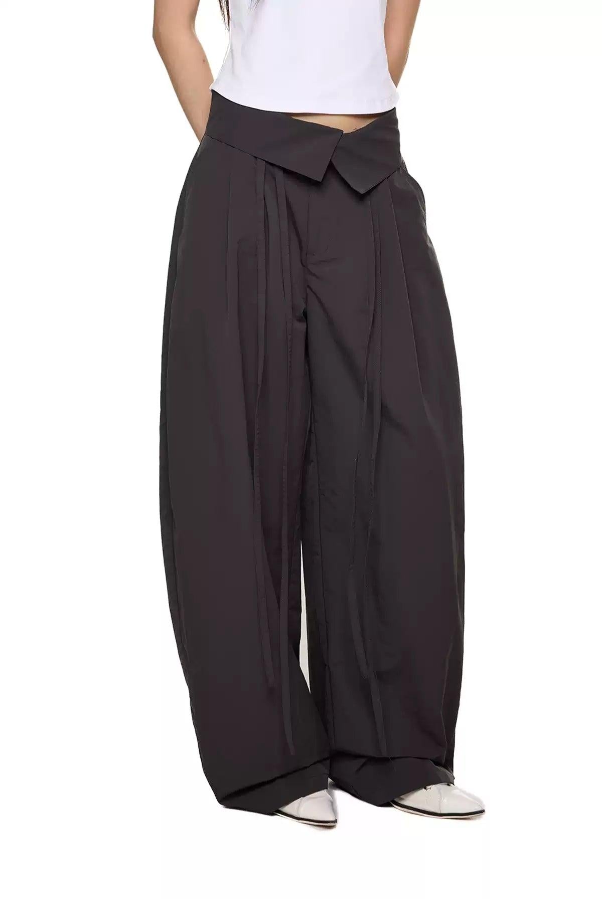 Tom Drawstring Folded Waist Pants-korean-fashion-Pants-Tom's Closet-OH Garments