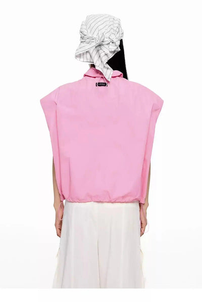 Tom Drawstring Ruched Pocket Vest-korean-fashion-Vest-Tom's Closet-OH Garments