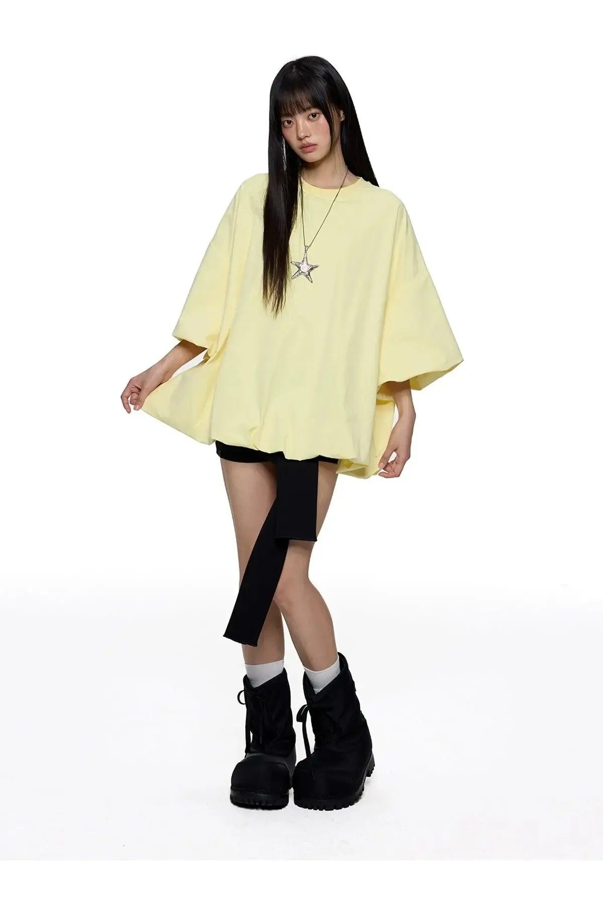 Tom Drop Shoulder Flower Bud T-Shirt-korean-fashion-T-Shirt-Tom's Closet-OH Garments