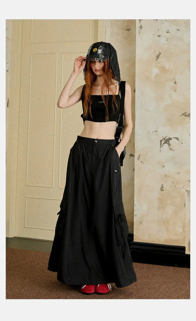 Tom Elastic Waist Long Cargo Skirt-korean-fashion-Skirt-Tom's Closet-OH Garments