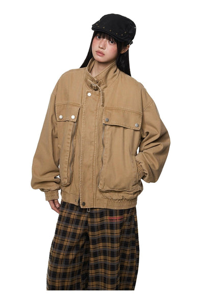 Tom Embossed Big Pocket Denim Jacket-korean-fashion-Jacket-Tom's Closet-OH Garments