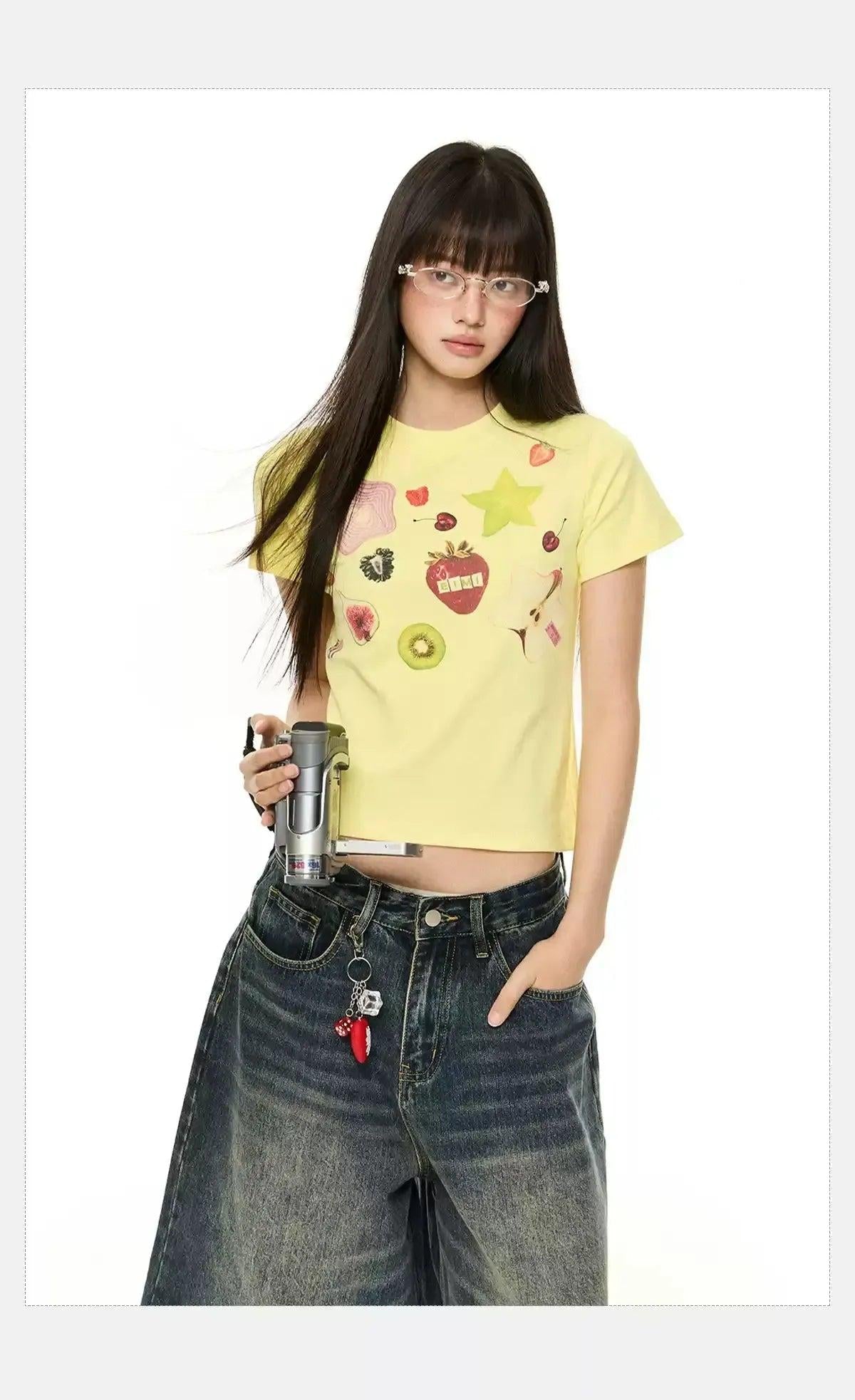 Tom Fruit Graphic T-Shirt-korean-fashion-T-Shirt-Tom's Closet-OH Garments