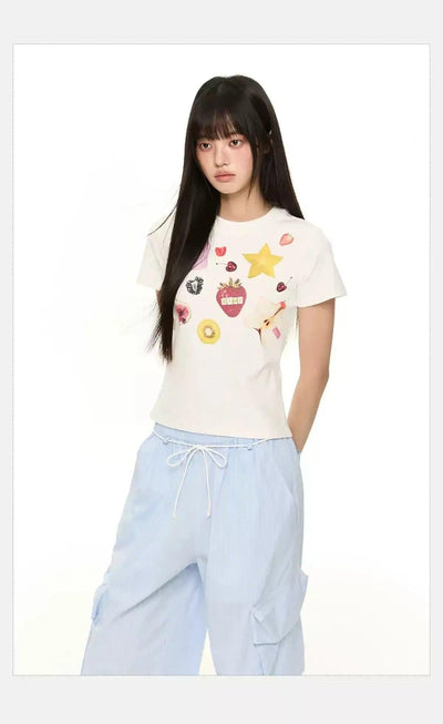 Tom Fruit Graphic T-Shirt-korean-fashion-T-Shirt-Tom's Closet-OH Garments